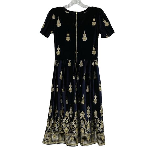 Lularoe Small Elegant Amelia Navy Gold Flowers Holiday Dress Sz S Christmas - Picture 2 of 16